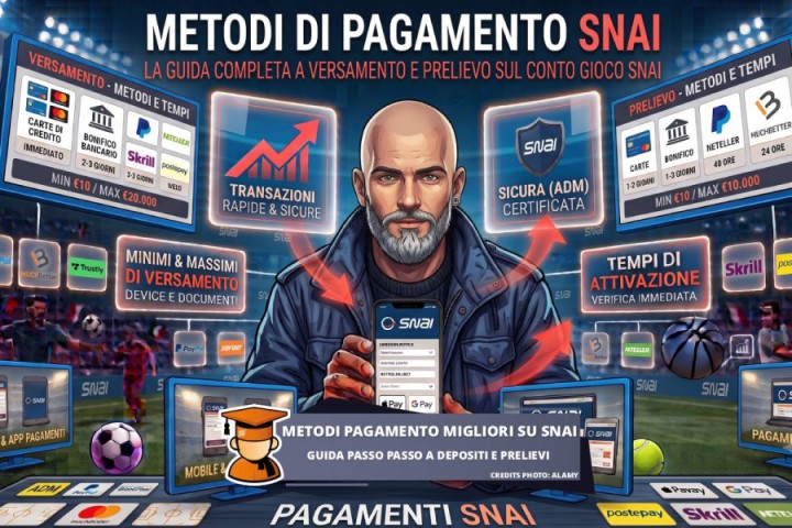 Prelievo e ricarica Snai, da Postepay a Paypal fino allo Snaipay wallet