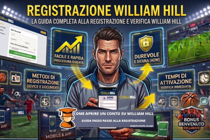 WilliamHill registrazione, come aprire il conto online anche con lo spid